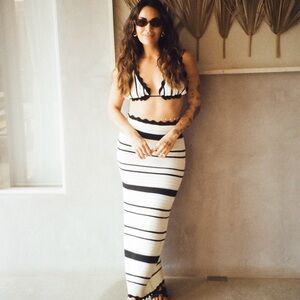 Meshki Black and White Maxi Skirt